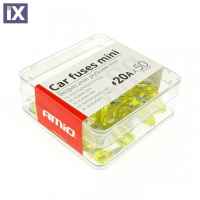 Ασφάλειες Amio Mini Μοτοσυκλέτας - Αυτοκινήτου 20A 50τμχ 02221AM