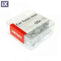 Ασφάλειες Amio Mini Μοτοσυκλέτας - Αυτοκινήτου 25A 50τμχ 02222AM