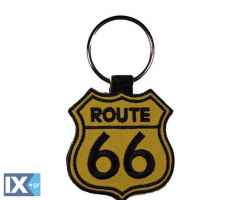 Μπρελόκ Κλειδιών Route 66 Κίτρινο Υφασμάτινο lf044