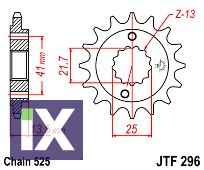Γρανάζι εμπρόσθιο JT JTF296.15 δόντια HONDA XLV400-600-650-700 V TRANSALP VT600 C SHADOW 296.15