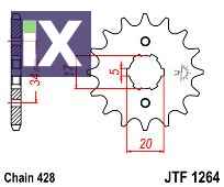 Γρανάζι εμπρόσθιο JT  HONDA CBR125 R CBF-CBZ-CLR-XLR-XR125  JTF1264.16