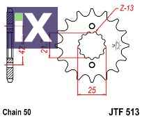 Γρανάζι JT Εμπρός JTF513 14-15-16-17-18 Δόντια (SUZUKI GSX600-R 750-1100-1300 GSF1250 KAWASAKI ZX600) JTF513.18
