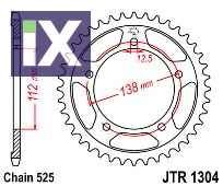Γρανάζι πίσω JT JTR1304 43 Δόντια 1304.44
