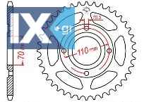 Γρανάζι πίσω JT JTR248 44 Δόντια 18O248.44